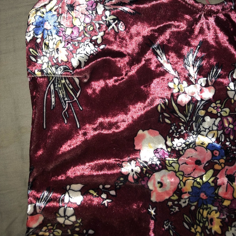 Red velvet mini dress